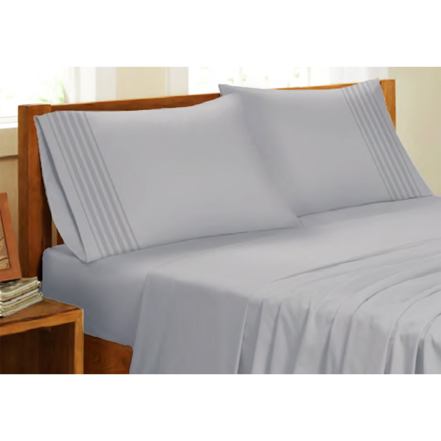 Ensemble de Draps en Microfibre, Infroissable, Grandeur Double, Gris - Simple Boutique