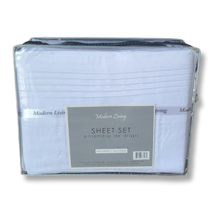 Ensemble de Draps en Microfibre, Infroissable, Grandeur King, Blanc - Simple Boutique