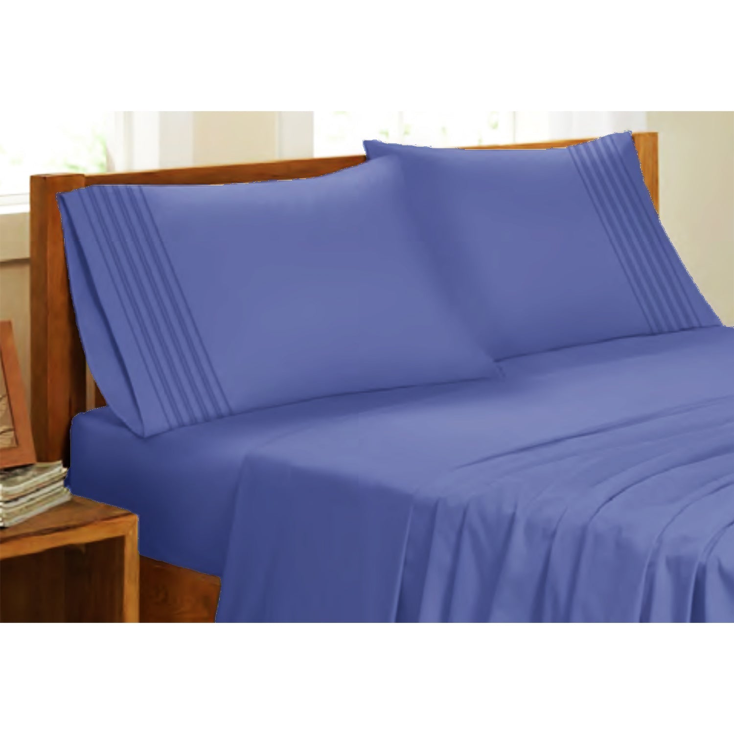 Ensemble de Draps en Microfibre, Infroissable, Grandeur King, Bleu Foncé - Simple Boutique