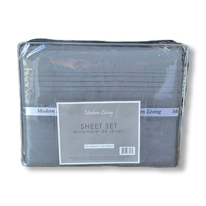 Ensemble de Draps en Microfibre, Infroissable, Grandeur King, Charbon - Simple Boutique