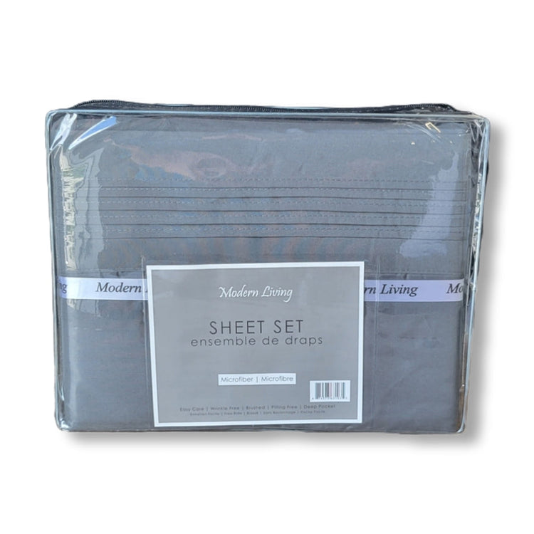 Ensemble de Draps en Microfibre, Infroissable, Grandeur King, Charbon - Simple Boutique