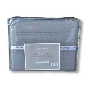 Ensemble de Draps en Microfibre, Infroissable, Grandeur Queen, Charbon - Simple Boutique