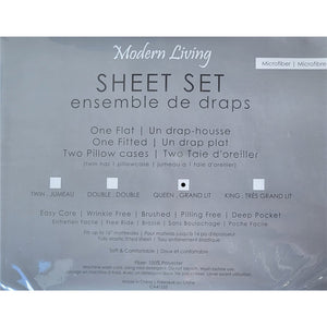 Ensemble de Draps en Microfibre, Infroissable, Grandeur Queen, Gris - Simple Boutique