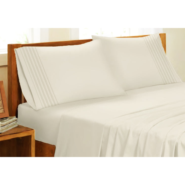 Ensemble de Draps en Microfibre, Infroissable, Grandeur Queen, Ivoire - Simple Boutique