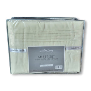Ensemble de Draps en Microfibre, Infroissable, Grandeur Queen, Ivoire - Simple Boutique