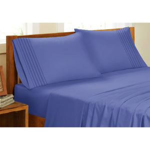 Ensemble de Draps en Microfibre, Infroissable, Grandeur Twin, Bleu Foncé - Simple Boutique