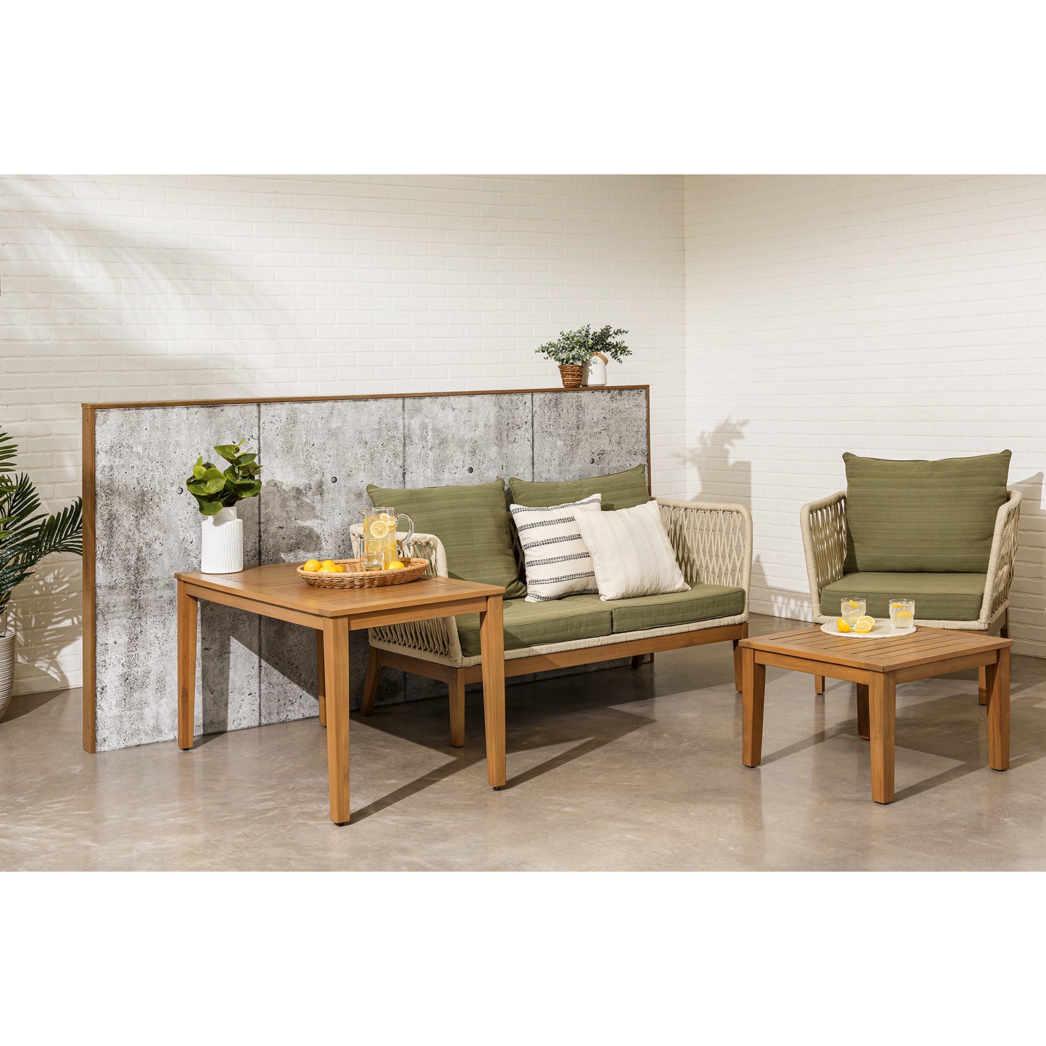 Ensemble de Mobilier Extérieur Line 5 Morceaux, Fabriqué en Bois d'eucalyptus - Simple Boutique