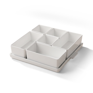 Ensemble de service JS Gourmet 7 pièces en porcelaine blanche avec plateau en ardoise - Simple Boutique