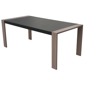 Ensemble patio Nozay 6 places – Table, chaises et banc noir ave effet bois - Simple Boutique