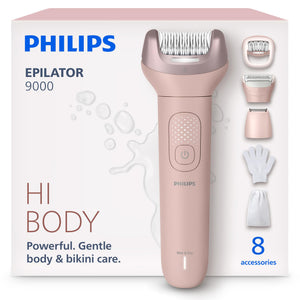 Épilateur Série 9000 avec ProGuide 360°, usage humide ou sec, 32 pinces céramiques, autonomie 60 min, BRE717/00 - Simple Boutique