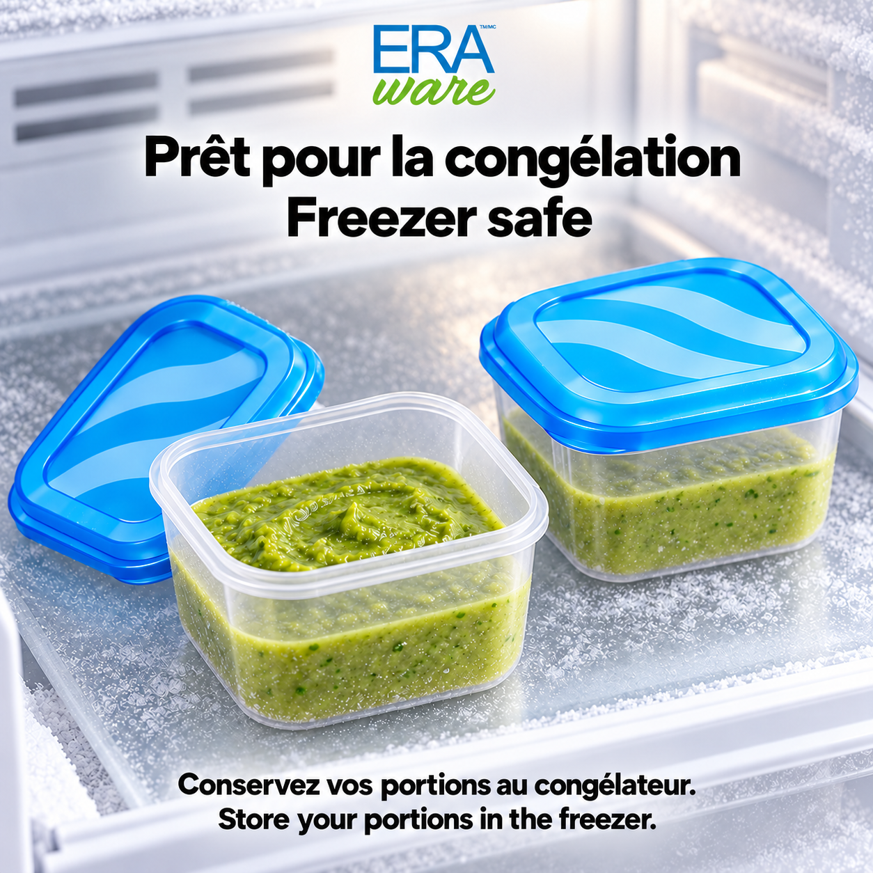 EraWare Contenants Carrés de Conservation Alimentaire 180 ml, 6 oz, avec Couvercle, Fabriqués au Canada, Lot de 18 - Simple Boutique