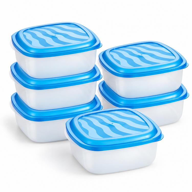 EraWare Contenants Carrés de Conservation Alimentaire 2,9 L, 98 oz, avec Couvercle, Fabriqués au Canada, Lot de 6 - Simple Boutique