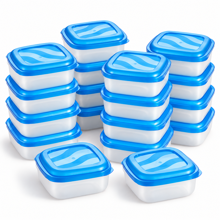 EraWare Contenants Carrés de Conservation Alimentaire 470 ml, 16 oz, avec Couvercle, Fabriqués au Canada, Lot de 18 - Simple Boutique