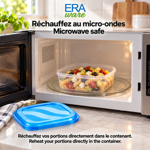 EraWare Contenants Carrés de Conservation Alimentaire 530 ml, 18 oz, avec Couvercle, Fabriqués au Canada, Lot de 18 - Simple Boutique