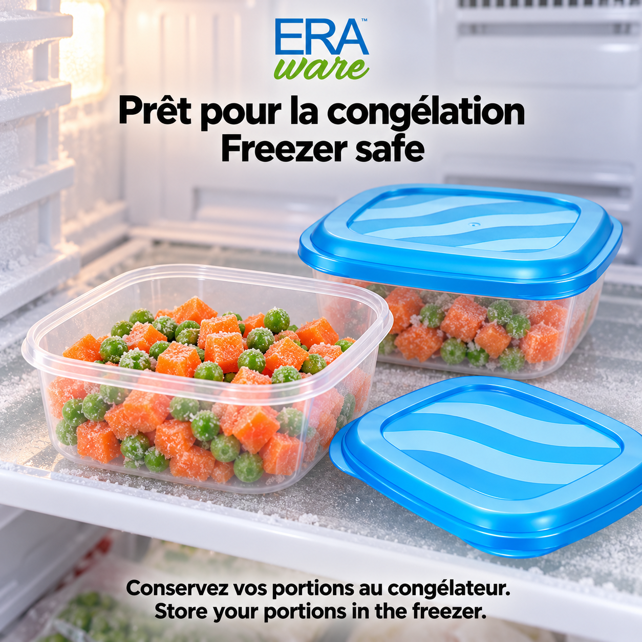 EraWare Contenants Carrés de Conservation Alimentaire 530 ml, 18 oz, avec Couvercle, Fabriqués au Canada, Lot de 18 - Simple Boutique