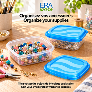 EraWare Contenants Carrés de Conservation Alimentaire 530 ml, 18 oz, avec Couvercle, Fabriqués au Canada, Lot de 18 - Simple Boutique