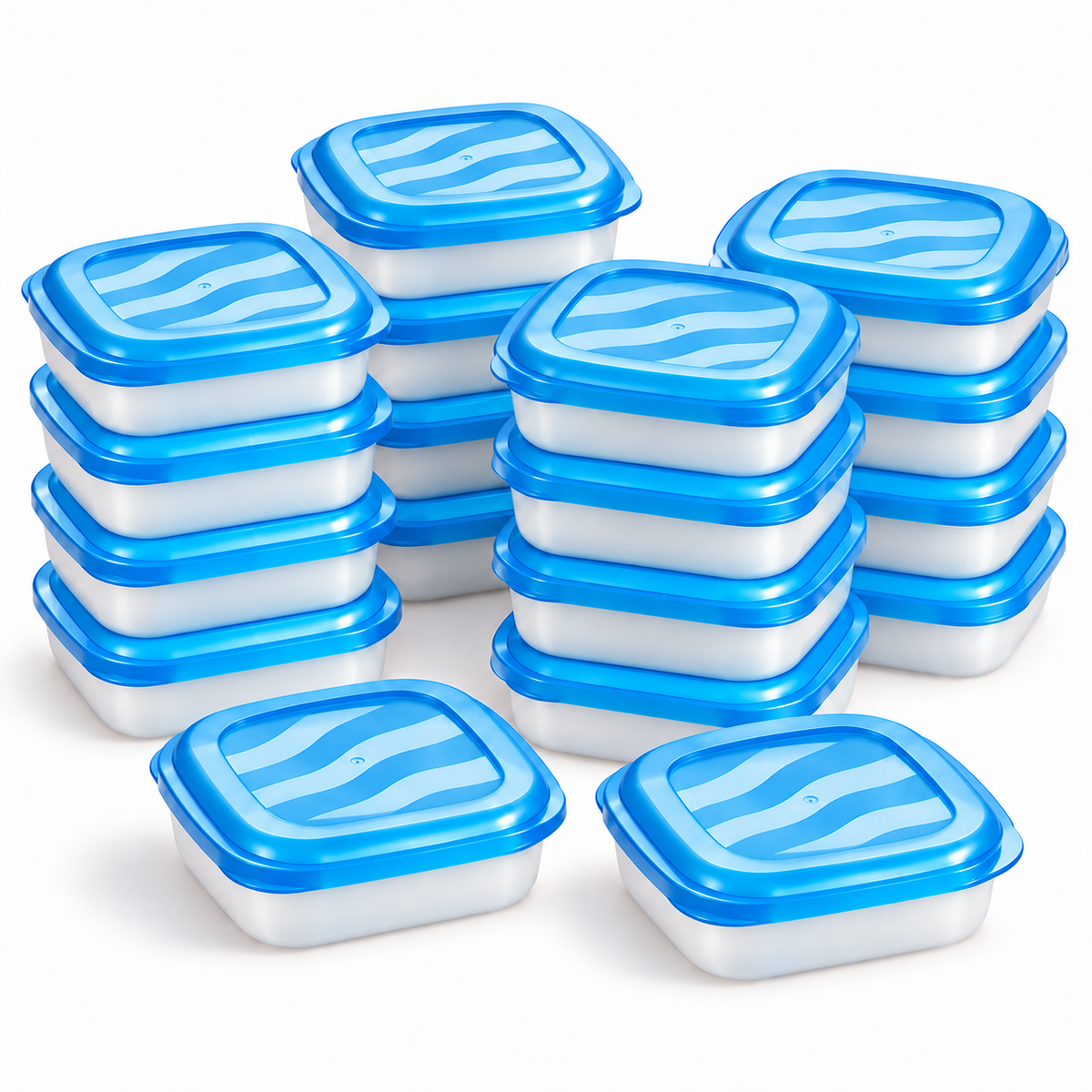 EraWare Contenants Carrés de Conservation Alimentaire 530 ml, 18 oz, avec Couvercle, Fabriqués au Canada, Lot de 18 - Simple Boutique