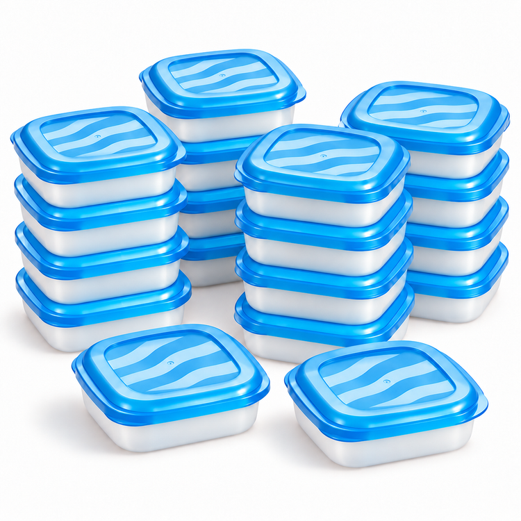 EraWare Contenants Carrés de Conservation Alimentaire 530 ml, 18 oz, avec Couvercle, Fabriqués au Canada, Lot de 18 - Simple Boutique