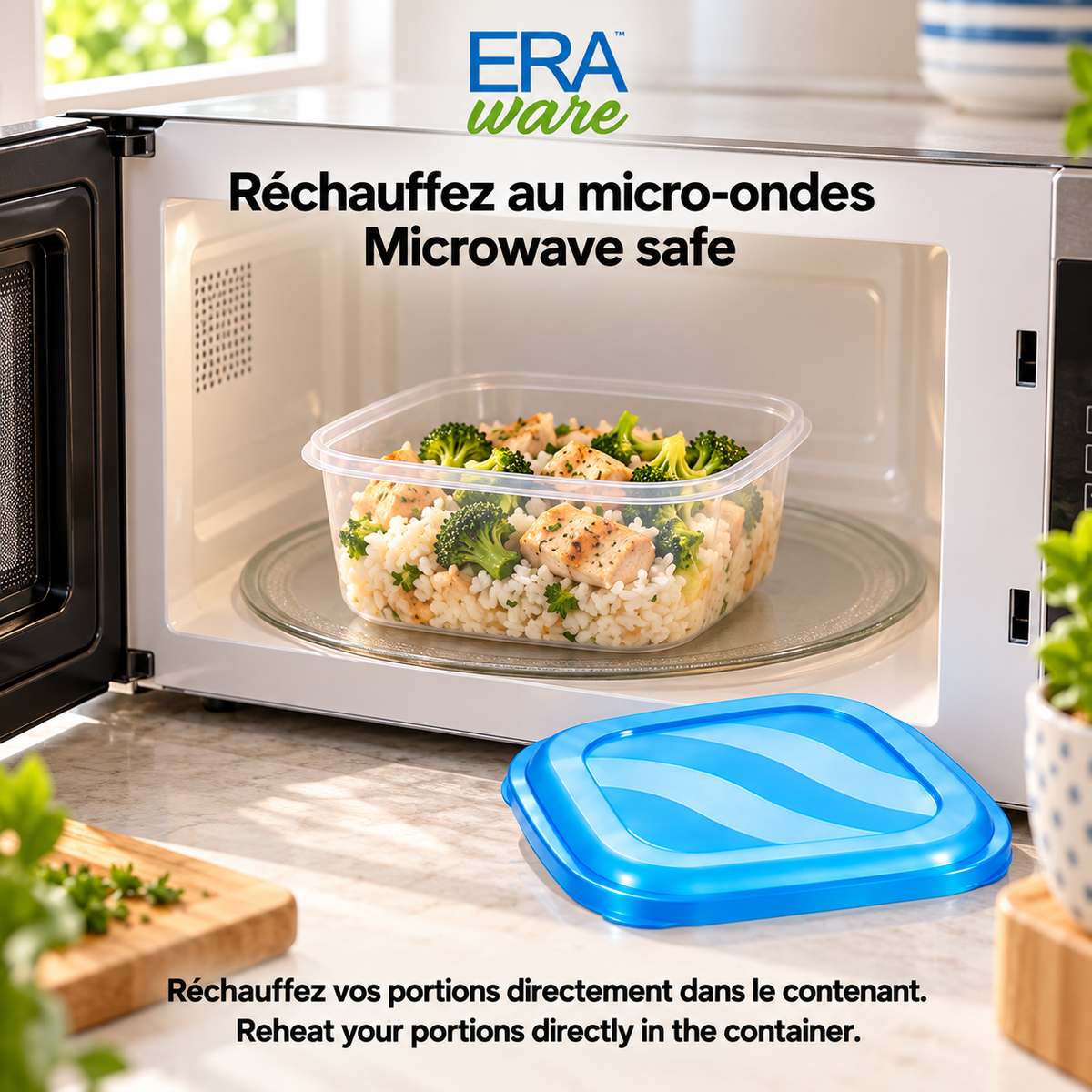 EraWare Contenants Carrés de Conservation Alimentaire 950 ml, 32 oz, avec Couvercle, Fabriqués au Canada, Lot de 18 - Simple Boutique