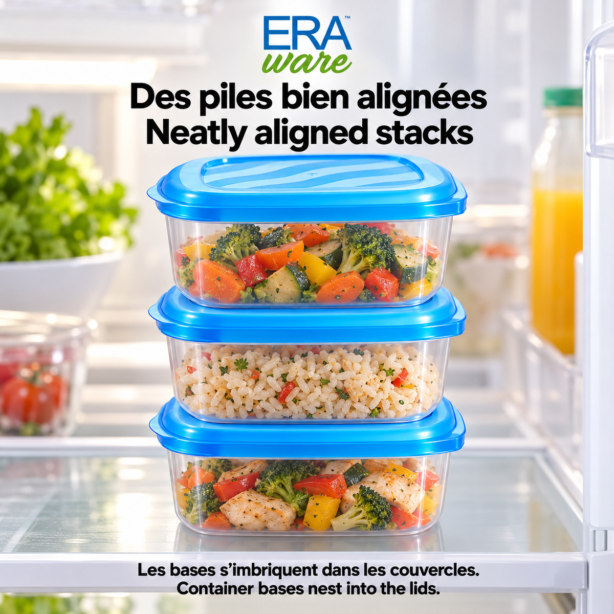 EraWare Contenants Carrés de Conservation Alimentaire 950 ml, 32 oz, avec Couvercle, Fabriqués au Canada, Lot de 18 - Simple Boutique