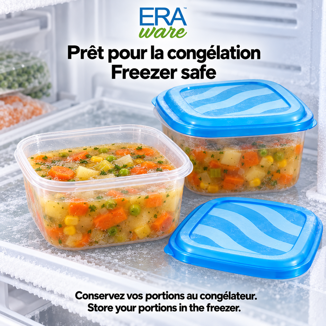 EraWare Contenants Carrés de Conservation Alimentaire 950 ml, 32 oz, avec Couvercle, Fabriqués au Canada, Lot de 18 - Simple Boutique
