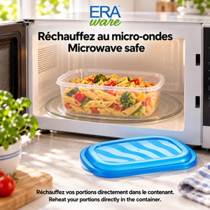 EraWare Contenants Rectangulaires de Conservation Alimentaire 1,27 L, 43 oz, avec Couvercle, Fabriqués au Canada, Lot de 6 - Simple Boutique