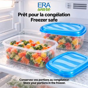 EraWare Contenants Rectangulaires de Conservation Alimentaire 1,27 L, 43 oz, avec Couvercle, Fabriqués au Canada, Lot de 6 - Simple Boutique