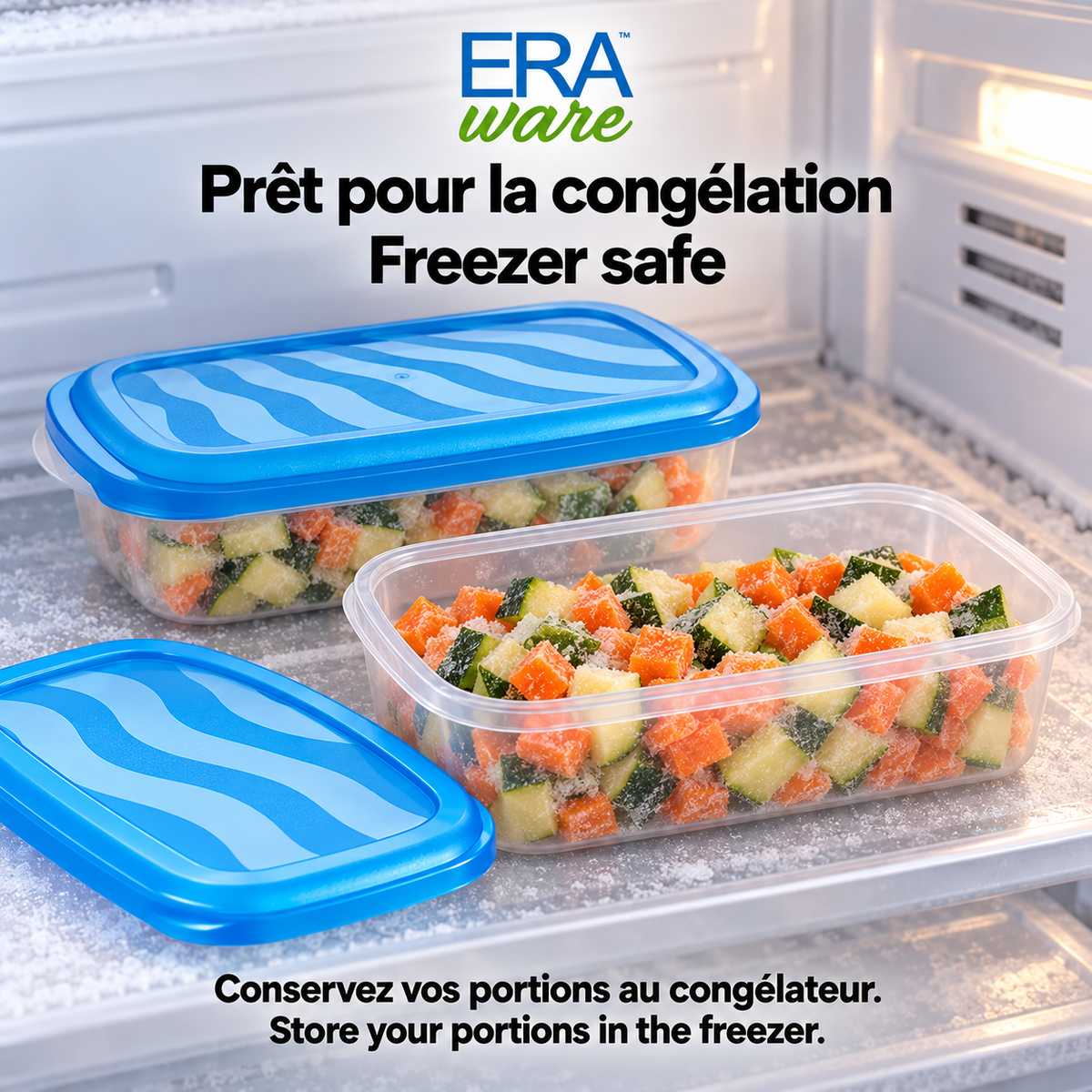 EraWare Contenants Rectangulaires de Conservation Alimentaire 1,45 L, 49 oz, avec Couvercle, Fabriqués au Canada, Lot de 6 - Simple Boutique