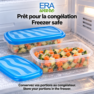EraWare Contenants Rectangulaires de Conservation Alimentaire 1,45 L, 49 oz, avec Couvercle, Fabriqués au Canada, Lot de 6 - Simple Boutique