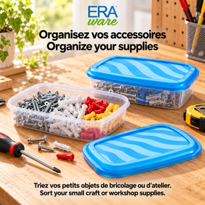 EraWare Contenants Rectangulaires de Conservation Alimentaire 1,45 L, 49 oz, avec Couvercle, Fabriqués au Canada, Lot de 6 - Simple Boutique
