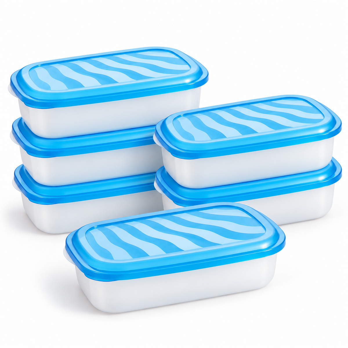 EraWare Contenants Rectangulaires de Conservation Alimentaire 2,54 L, 86 oz, avec Couvercle, Fabriqués au Canada, Lot de 6 - Simple Boutique
