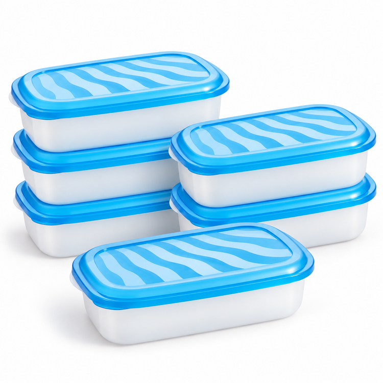 EraWare Contenants Rectangulaires de Conservation Alimentaire 2,54 L, 86 oz, avec Couvercle, Fabriqués au Canada, Lot de 6 - Simple Boutique
