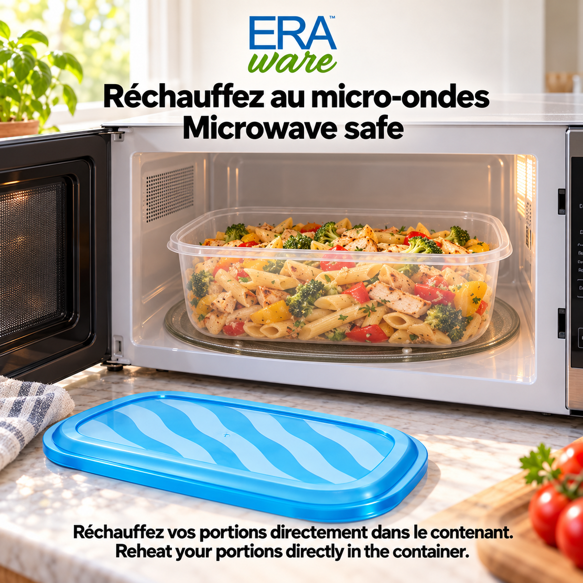 EraWare Contenants Rectangulaires de Conservation Alimentaire 4,17 L, 141 oz, avec Couvercle, Fabriqués au Canada, Lot de 6 - Simple Boutique
