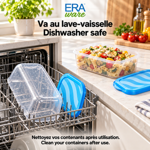 EraWare Contenants Rectangulaires de Conservation Alimentaire 4,17 L, 141 oz, avec Couvercle, Fabriqués au Canada, Lot de 6 - Simple Boutique