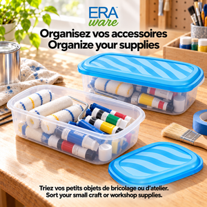 EraWare Contenants Rectangulaires de Conservation Alimentaire 4,17 L, 141 oz, avec Couvercle, Fabriqués au Canada, Lot de 6 - Simple Boutique