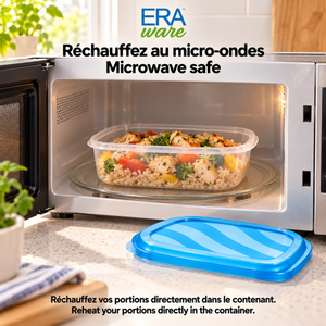 EraWare Contenants Rectangulaires de Conservation Alimentaire 650 ml, 22 oz, avec Couvercle, Fabriqués au Canada, Lot de 18 - Simple Boutique