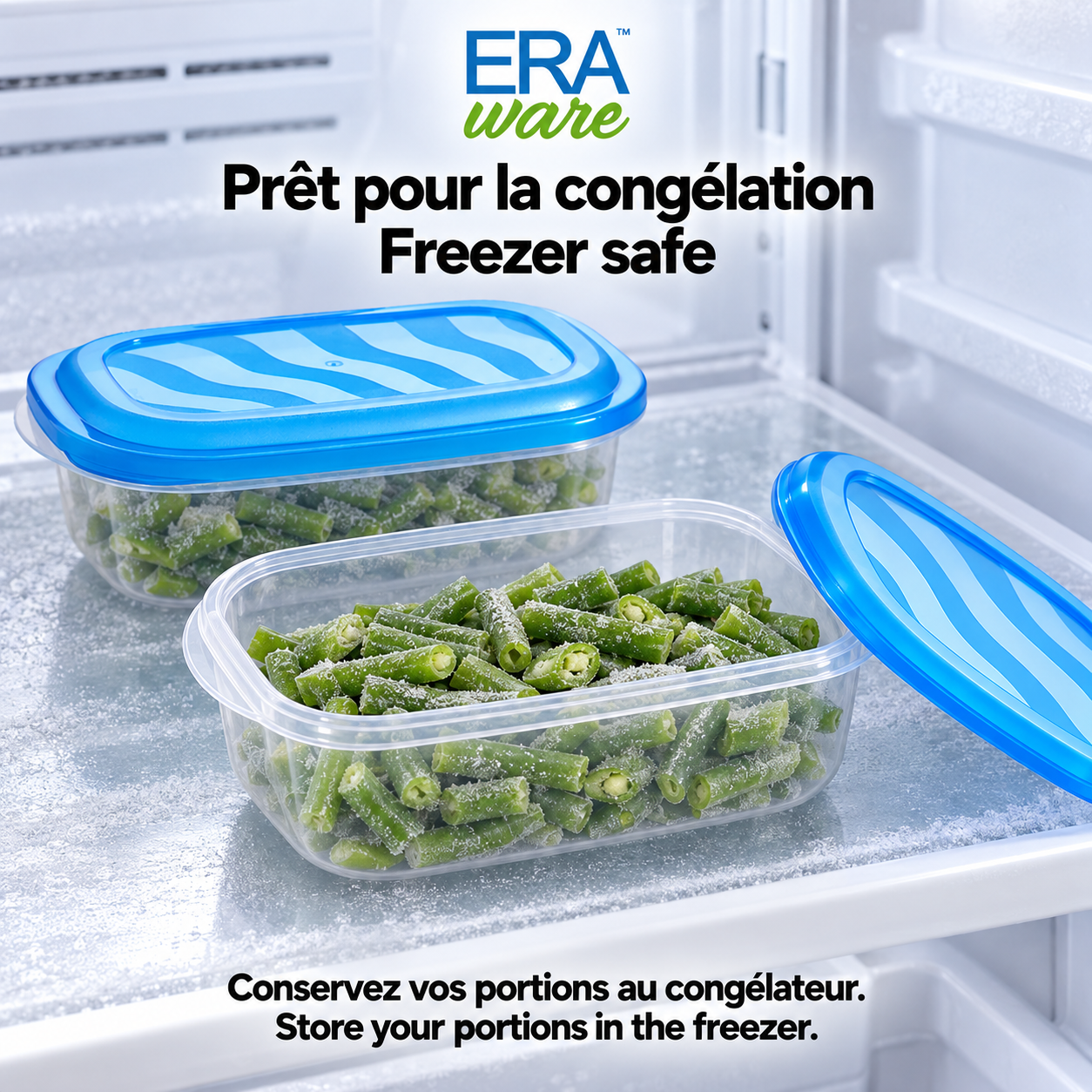 EraWare Contenants Rectangulaires de Conservation Alimentaire 650 ml, 22 oz, avec Couvercle, Fabriqués au Canada, Lot de 18 - Simple Boutique