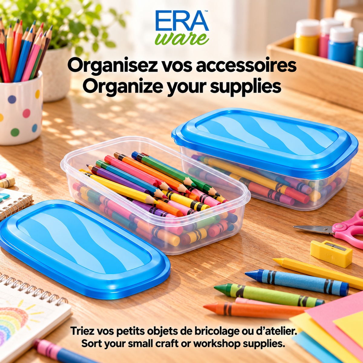 EraWare Contenants Rectangulaires de Conservation Alimentaire 650 ml, 22 oz, avec Couvercle, Fabriqués au Canada, Lot de 18 - Simple Boutique