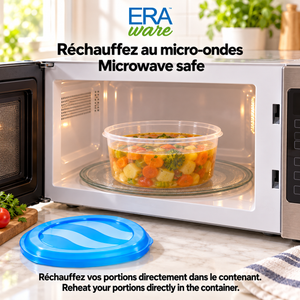 EraWare Contenants Ronds de Conservation Alimentaire 800 ml, 27 oz, avec Couvercle, Fabriqués au Canada, Lot de 18 - Simple Boutique