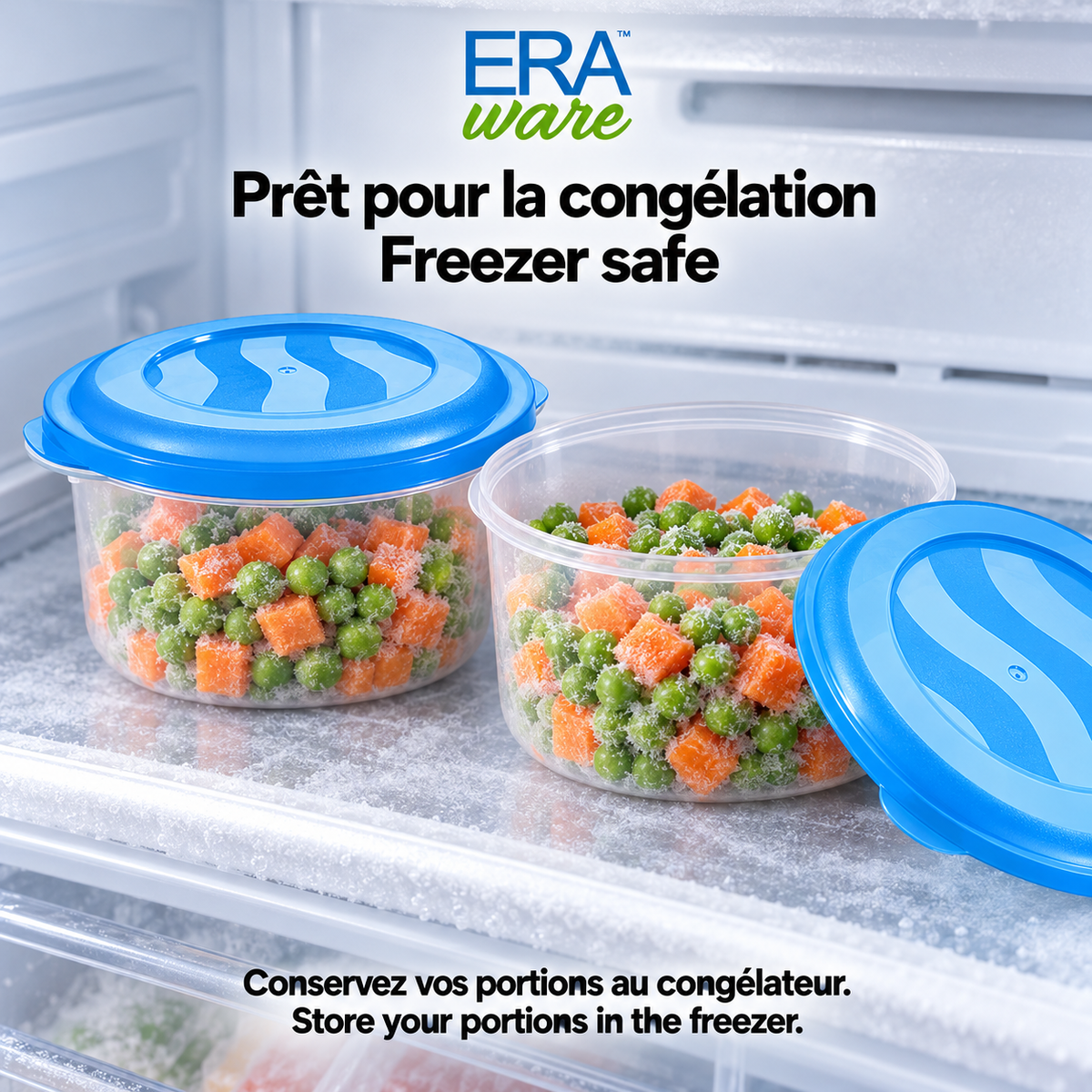 EraWare Contenants Ronds de Conservation Alimentaire 800 ml, 27 oz, avec Couvercle, Fabriqués au Canada, Lot de 18 - Simple Boutique