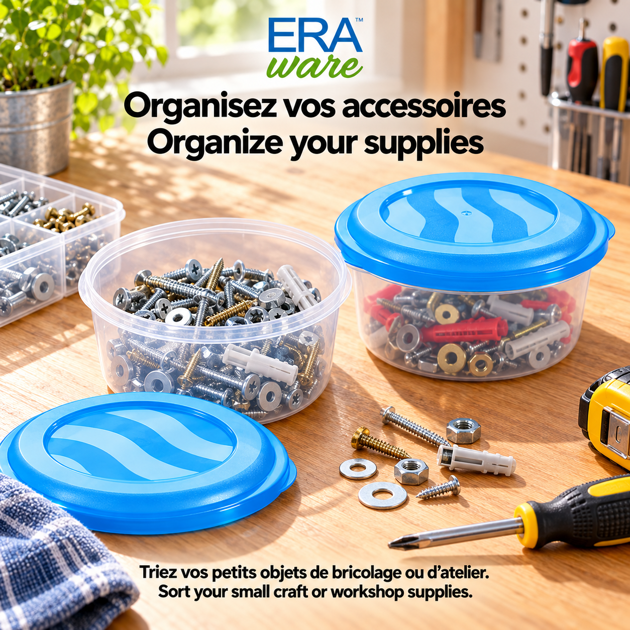 EraWare Contenants Ronds de Conservation Alimentaire 800 ml, 27 oz, avec Couvercle, Fabriqués au Canada, Lot de 18 - Simple Boutique