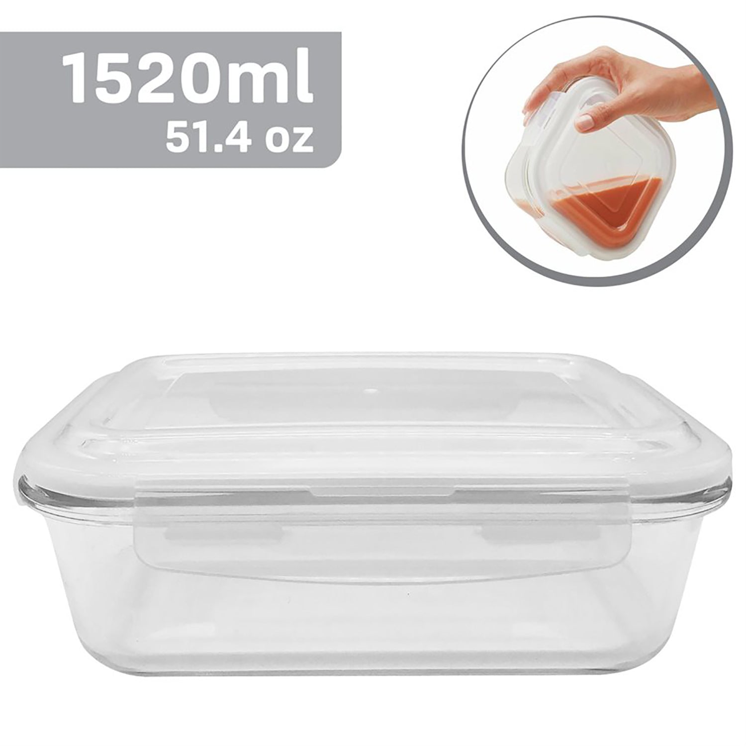 EraWare - Ensemble de 2 Contenants en Verre Borosilicate, Hermétique et Étanche, Vont au Four, 1520 ml - Simple Boutique