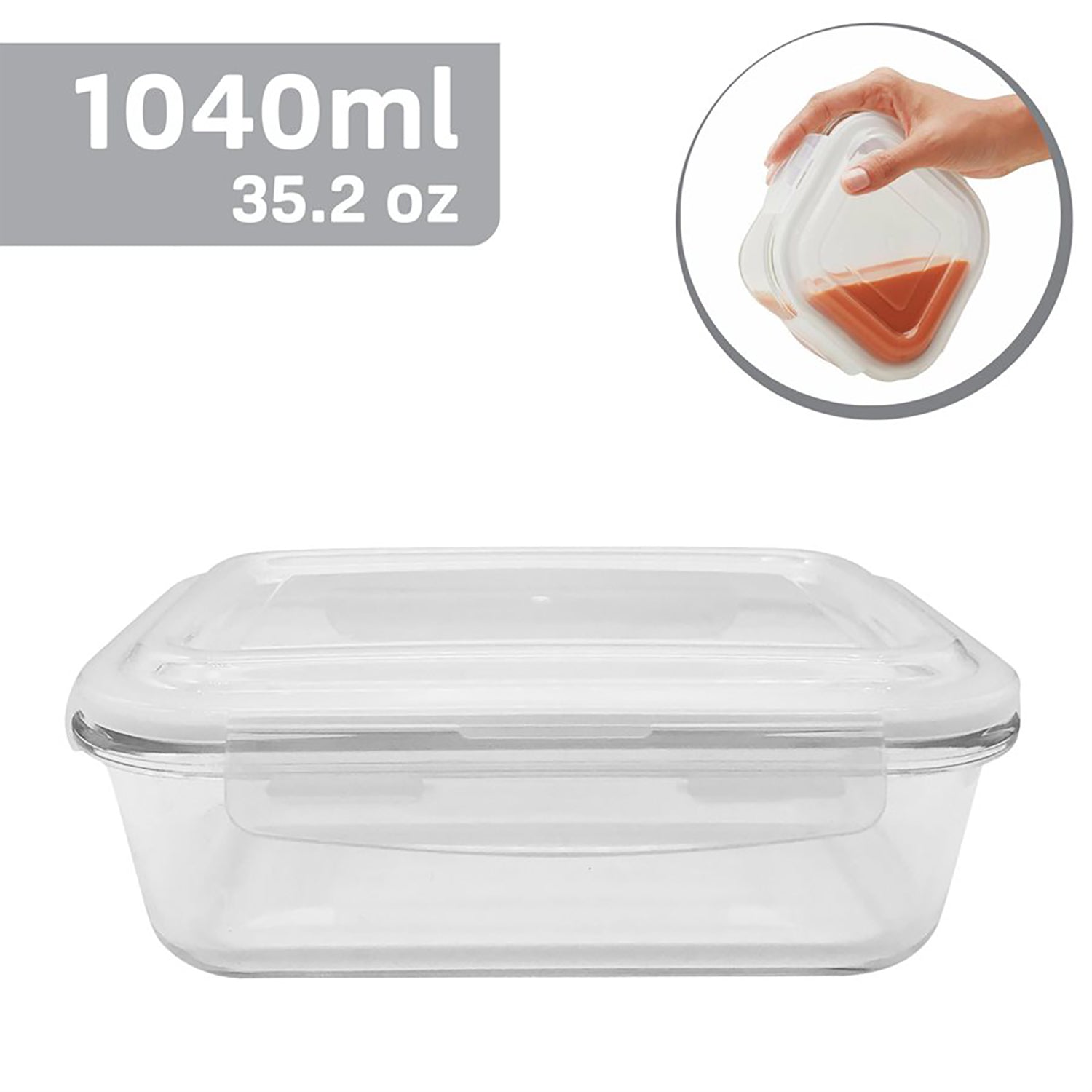 EraWare - Ensemble de 3 Contenants en Verre Borosilicate, Hermétique et Étanche, Vont au Four, 1040 ml - Simple Boutique