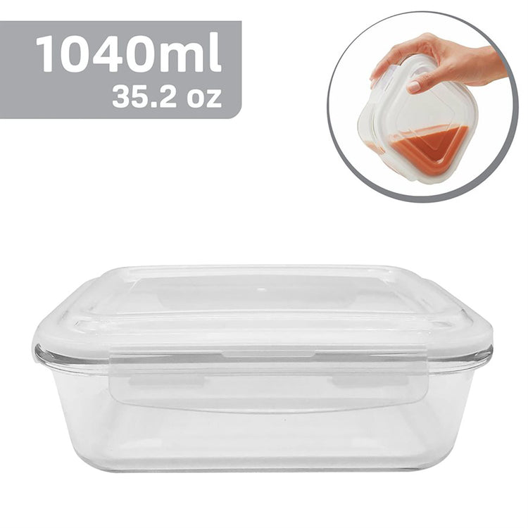 EraWare - Ensemble de 3 Contenants en Verre Borosilicate, Hermétique et Étanche, Vont au Four, 1040 ml - Simple Boutique