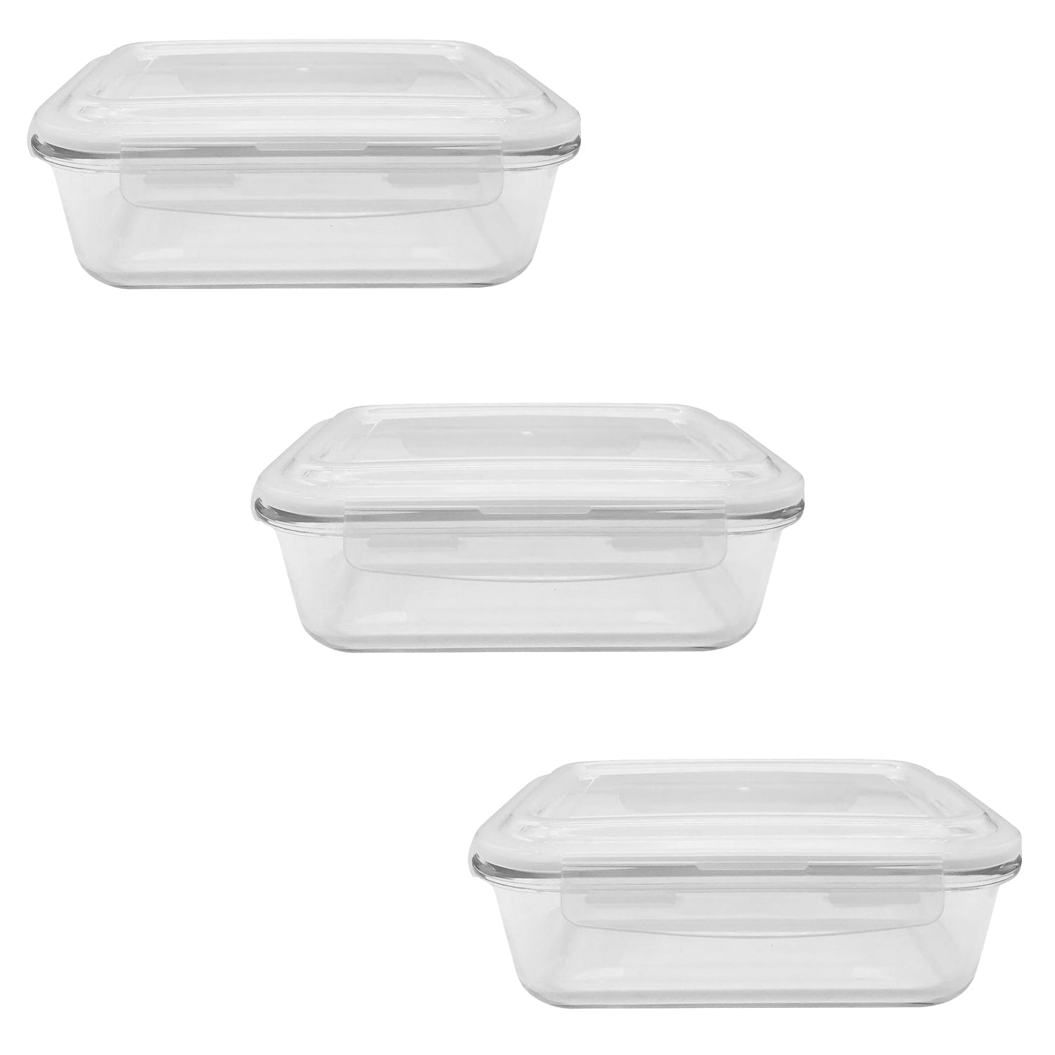 EraWare - Ensemble de 3 Contenants en Verre Borosilicate, Hermétique et Étanche, Vont au Four, 1040 ml - Simple Boutique