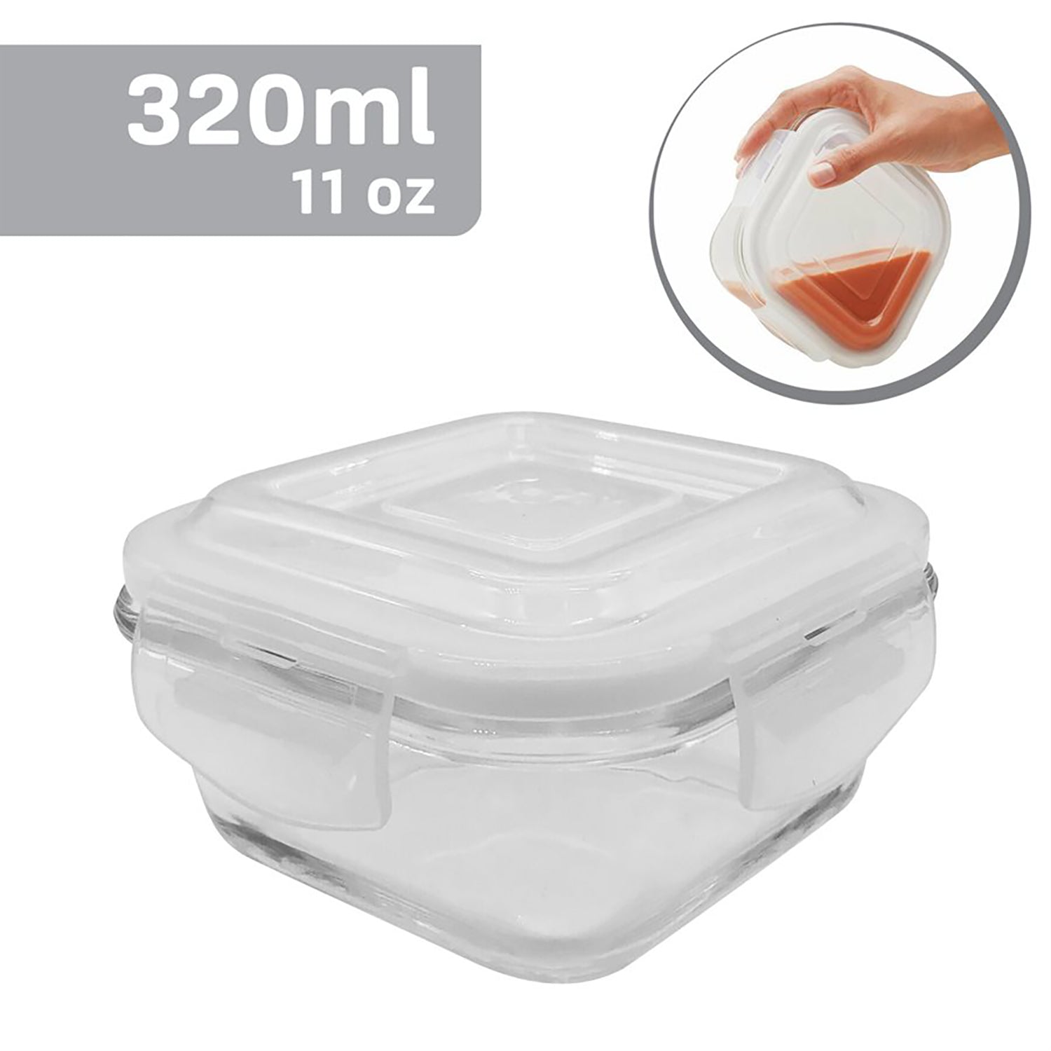 EraWare - Ensemble de 3 Contenants en Verre Borosilicate, Hermétique et Étanche, Vont au Four, 320 ml - Simple Boutique