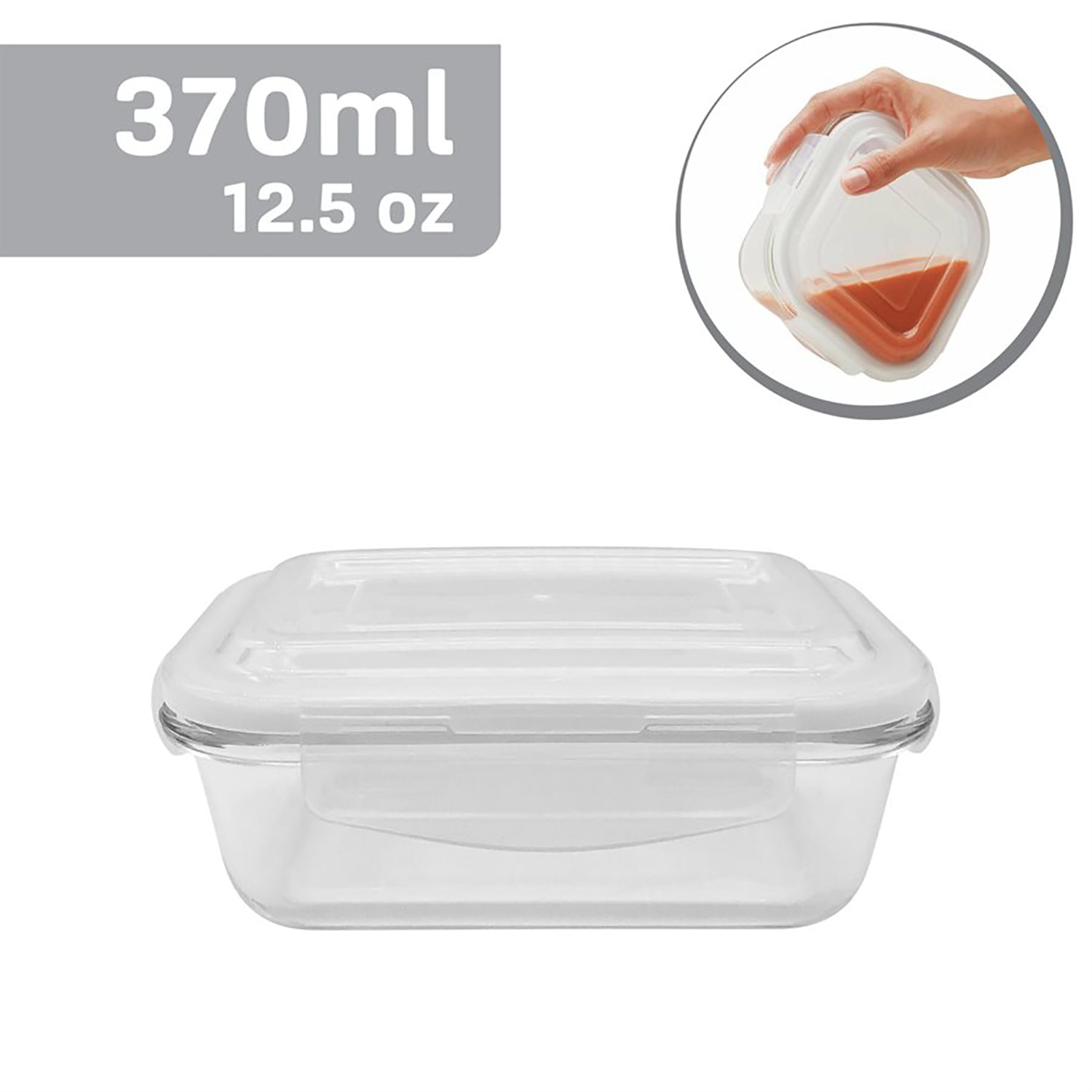 EraWare - Ensemble de 3 Contenants en Verre Borosilicate, Hermétique et Étanche, Vont au Four, 370 ml - Simple Boutique