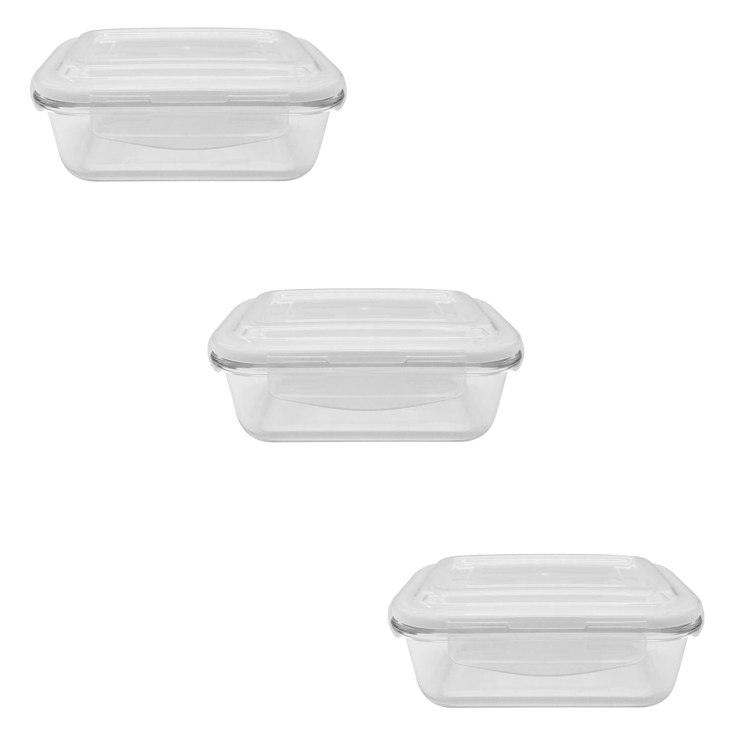 EraWare - Ensemble de 3 Contenants en Verre Borosilicate, Hermétique et Étanche, Vont au Four, 370 ml - Simple Boutique