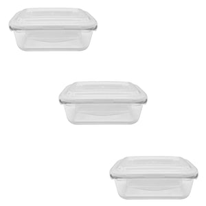 EraWare - Ensemble de 3 Contenants en Verre Borosilicate, Hermétique et Étanche, Vont au Four, 370 ml - Simple Boutique