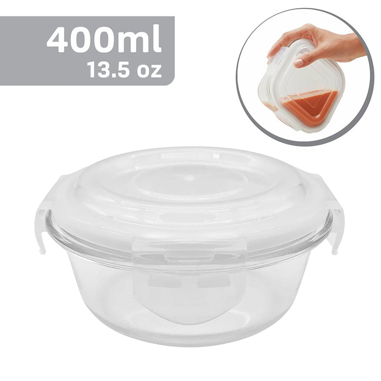 EraWare - Ensemble de 3 Contenants en Verre Borosilicate, Hermétique et Étanche, Vont au Four, 400 ml - Simple Boutique